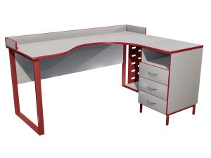 Стол угловой с эргономичной столешницей на мк. с бортом, с подвесом для системного блока и приставной тумбой «Точка роста»