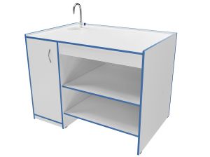 Стол демонстрационный ЛАБ101Х для кабинета по химии (ст. Белая, кор. Белый, кр. Синяя)