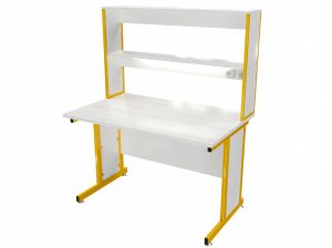 Стол приставной лабораторный физика/химия/биология (кор. Белый, мк. Желтый, кр. Белая, ст. Дуб Эльза)