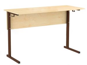 Стол ученический химии, физики и биологии, прямоугольная труба, пластиковая столешница (ст. Клён, мк. Коричневый)