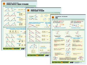 Комплект таблиц по геометрии раздат. "Планиметрия. Треугольники" (цвет., лам., А4, 6 шт.)