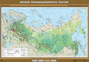 Учебн. карта "Лесная промышленность России" 100х140